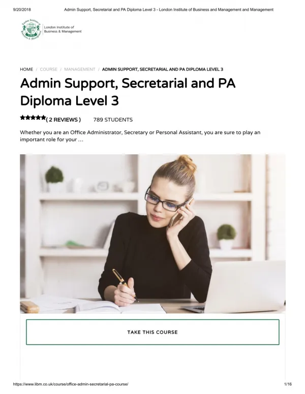 Admin Support Diploma - LIBM