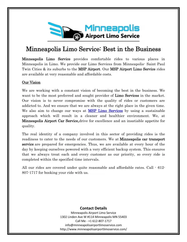 Minneapolis Limo Service: Best in the Business