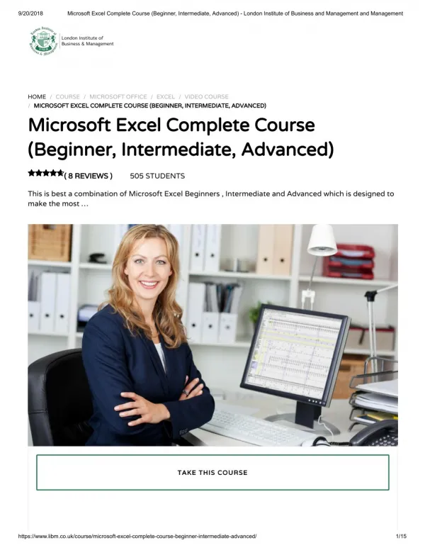 Microsoft Excel Complete Course (Beginner, Intermediate, Advanced) - LIBM
