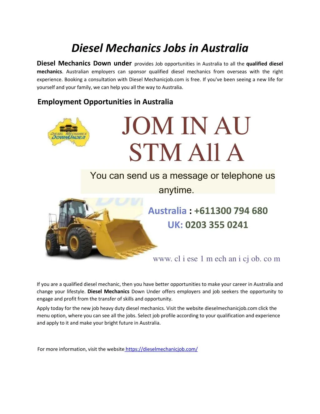 diesel mechanics jobs in australia