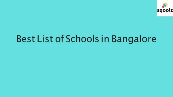 Best List of Schools in Bangalore