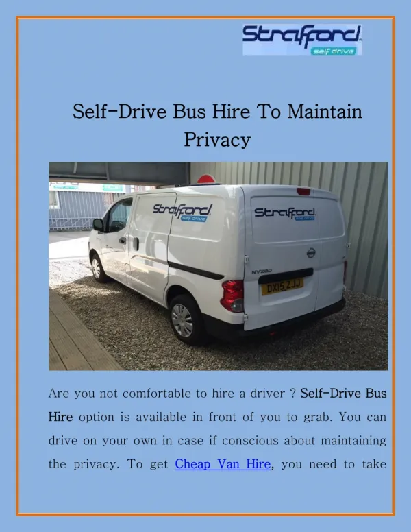 Self-Drive Bus Hire To Maintain Privacy