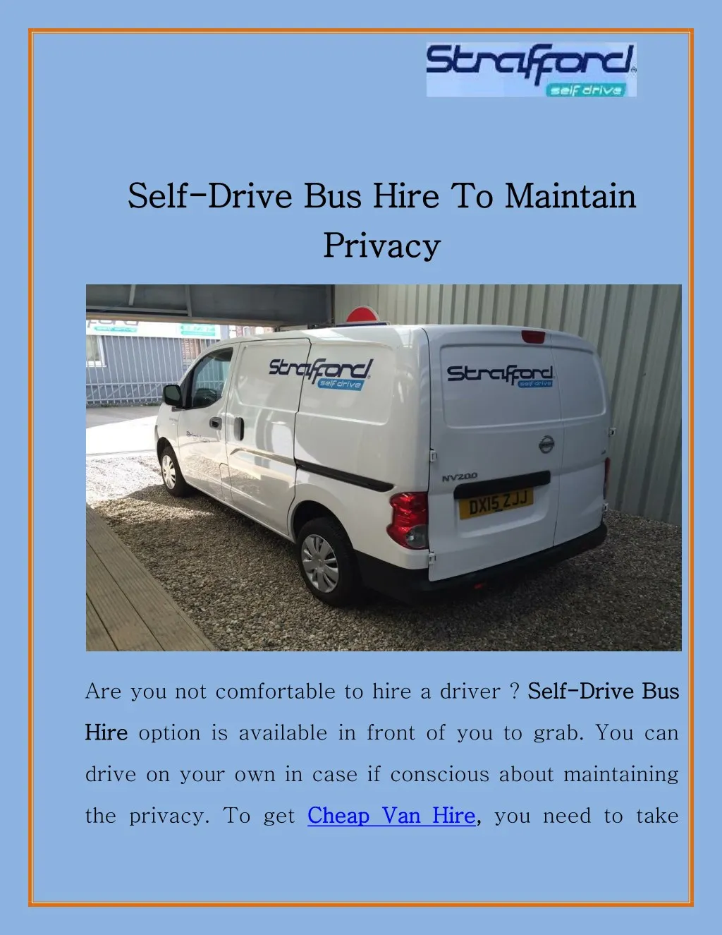 self self drive bus hire to maintain drive