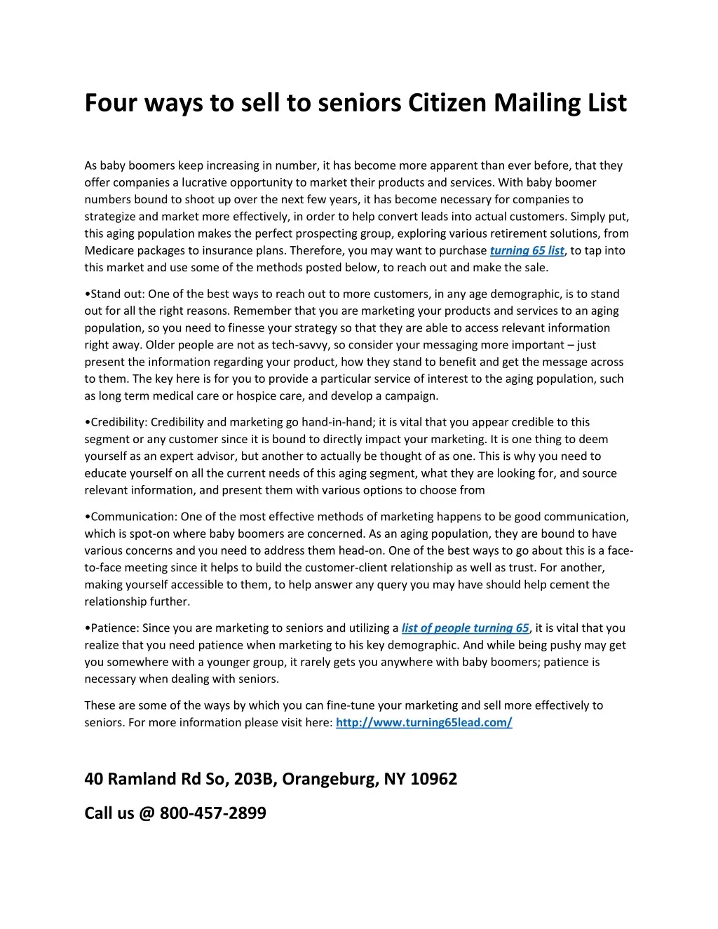 four ways to sell to seniors citizen mailing list