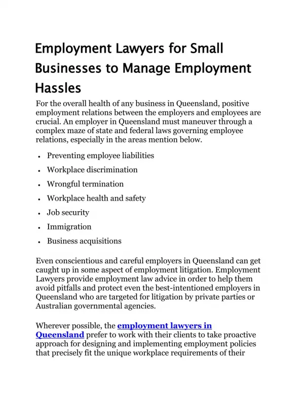 Employment Lawyers for Small Businesses to Manage Employment Hassles