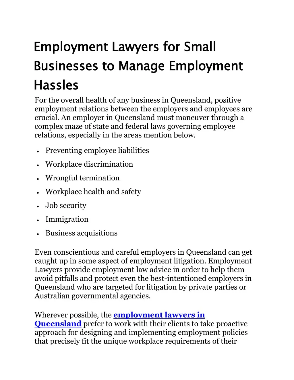 employment lawyers for small businesses to manage