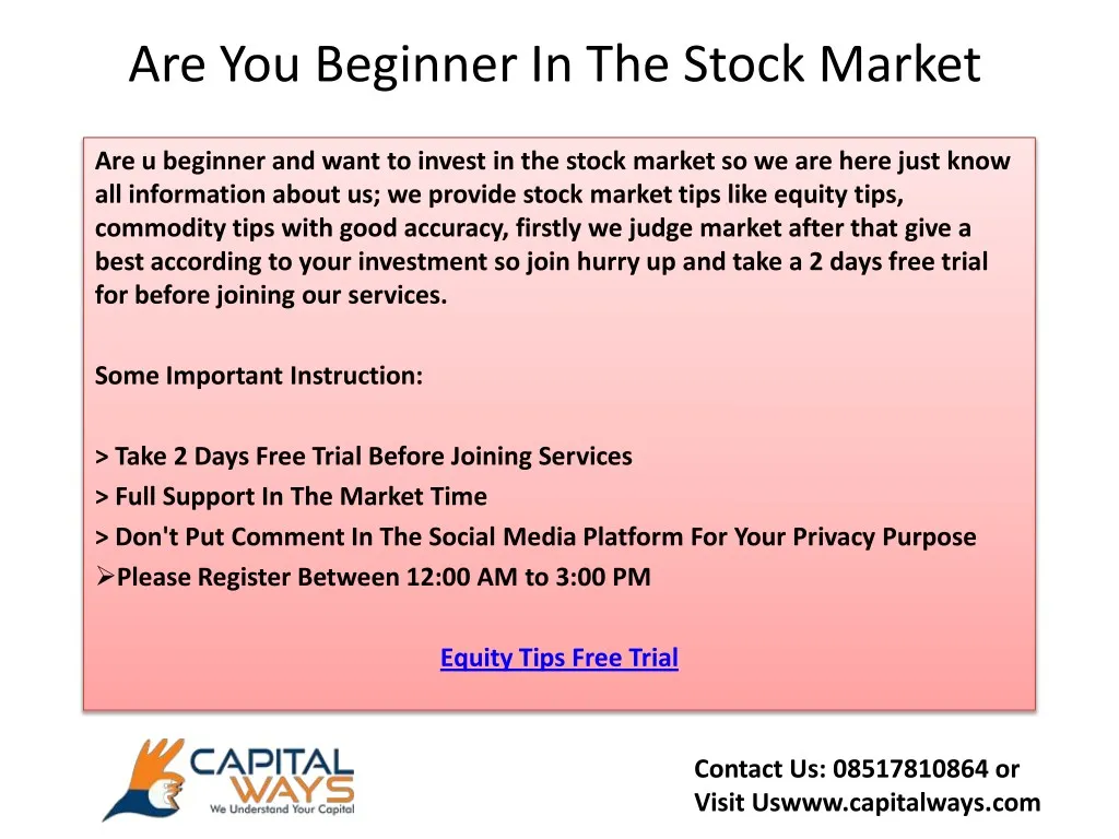 are you beginner in the stock market