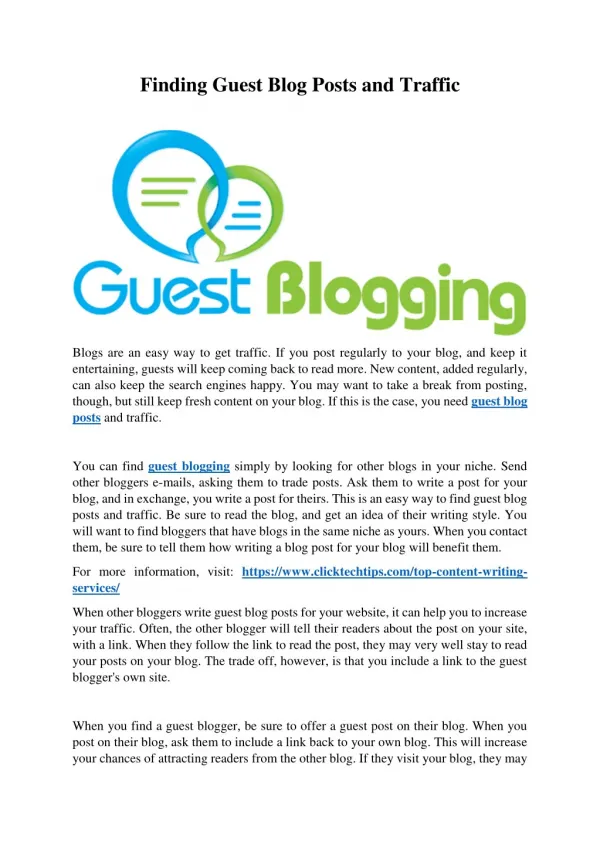 Finding Guest Blog Posts and Traffic