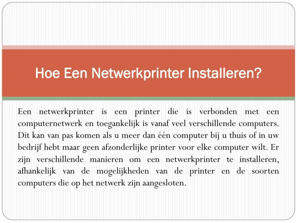 hoe een netwerkprinter installeren