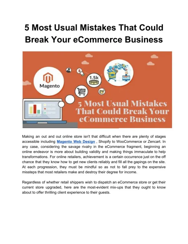5 Most Usual Mistakes That Could Break Your eCommerce Business