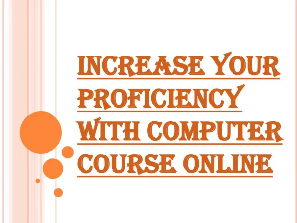 Take Advantage of the Online Computer Course