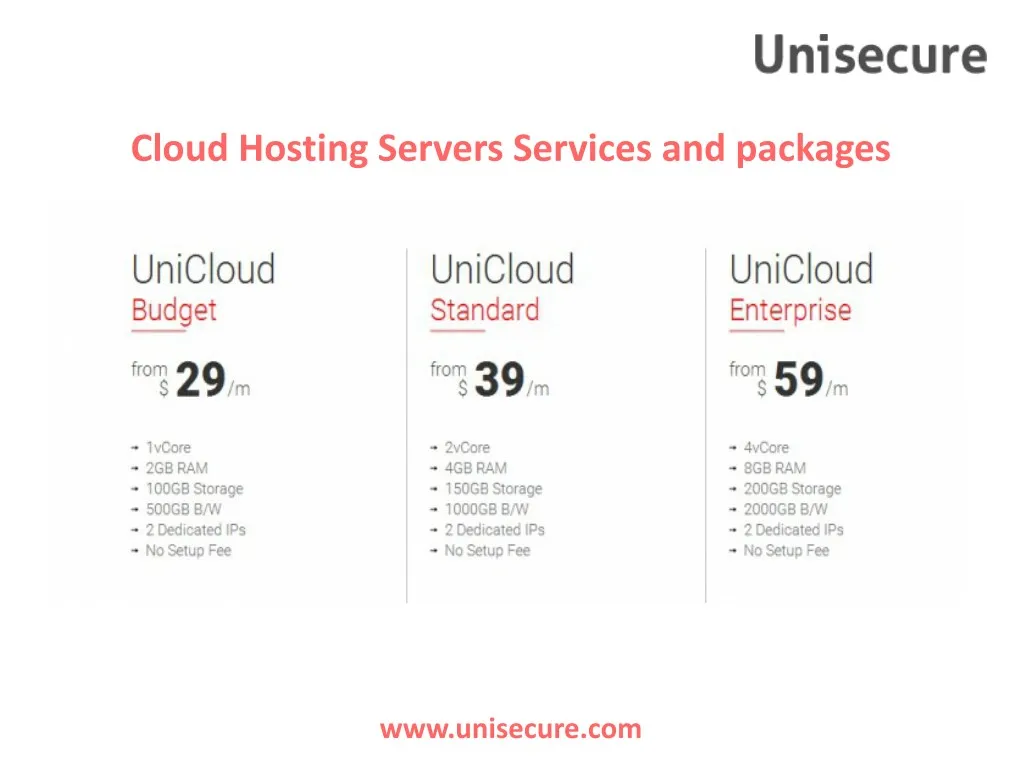 cloud hosting servers services and packages
