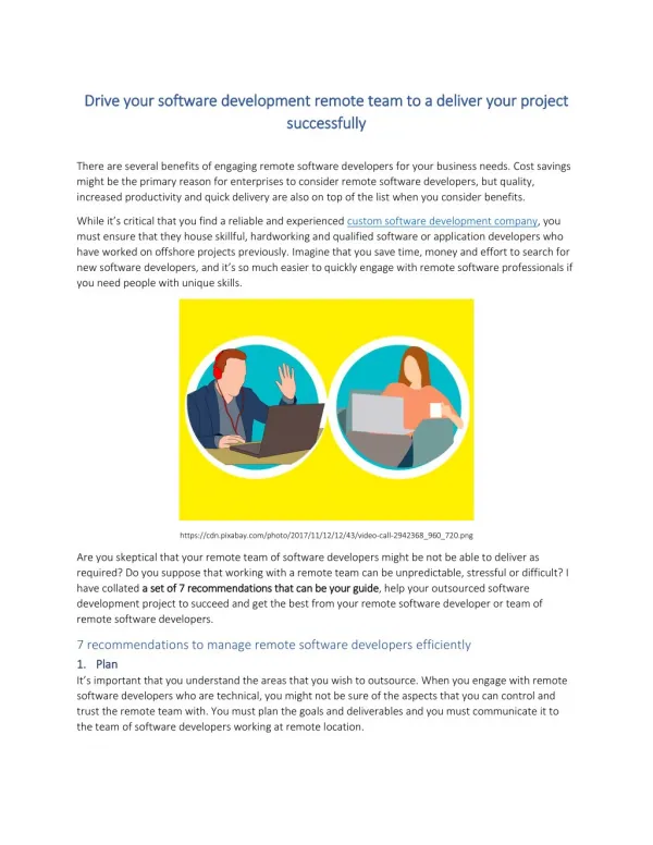 Drive your software development remote team to a deliver your project successfully