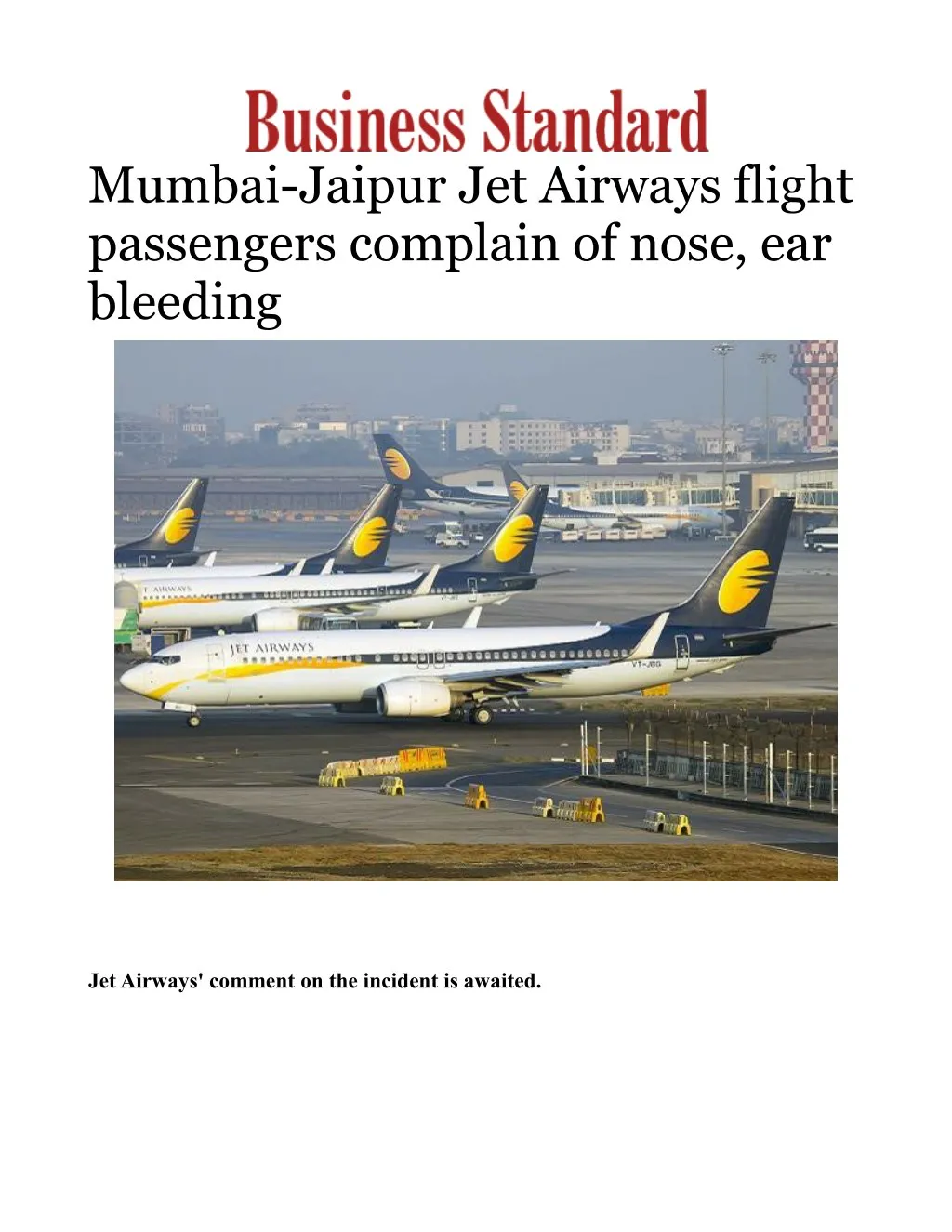 mumbai jaipur jet airways flight passengers
