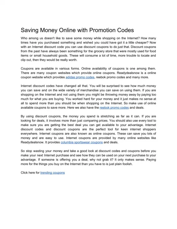 Saving Money Online with Promotion Codes