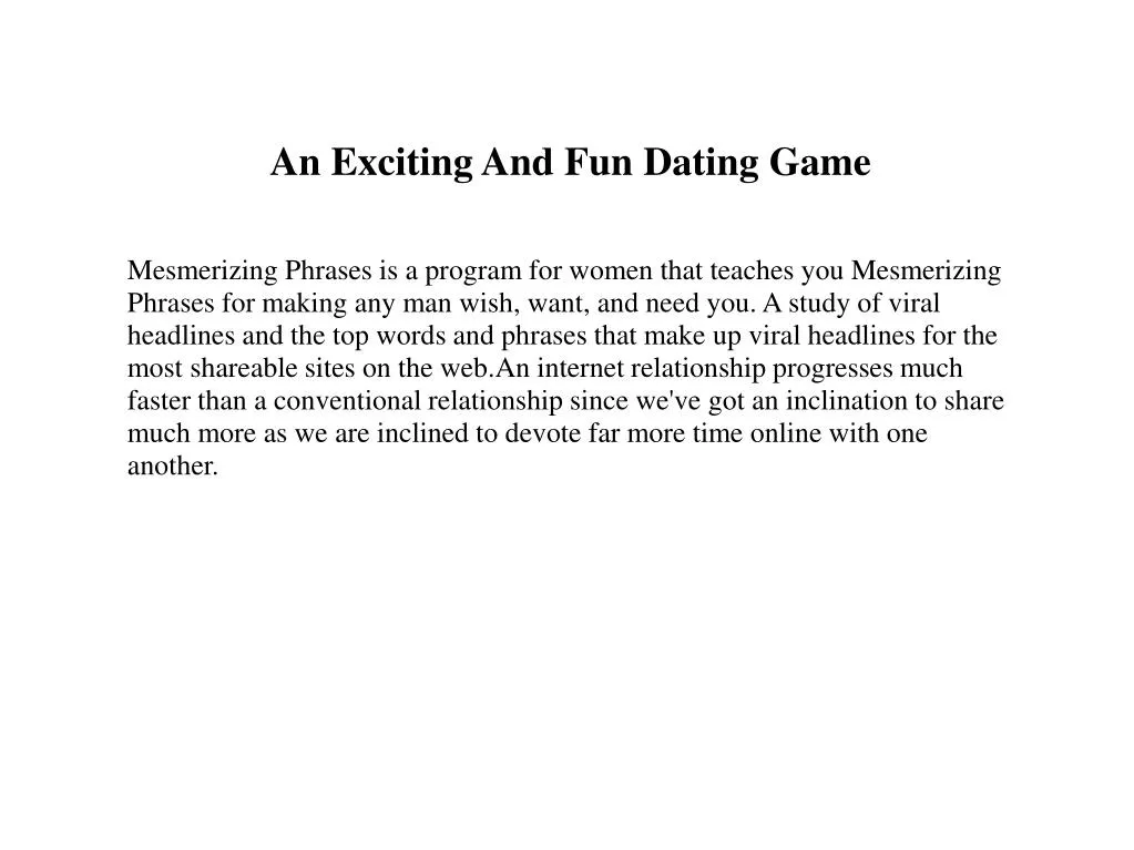 an exciting and fun dating game