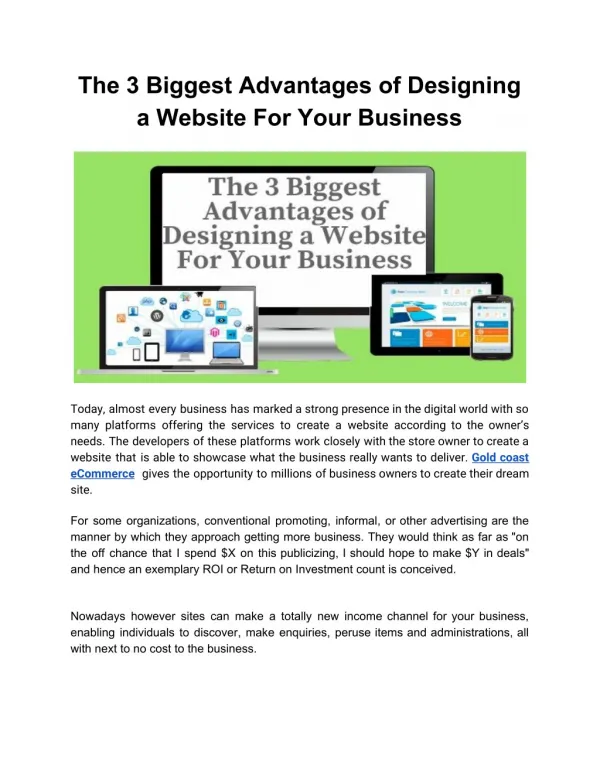 The 3 Biggest Advantages of Designing a Website For Your Business