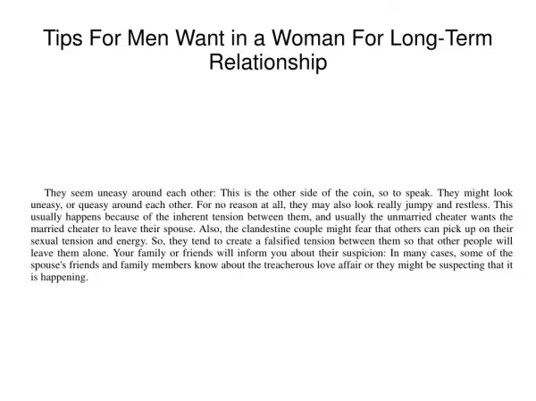 Tips For Men Want in a Woman For Long-Term Relationship