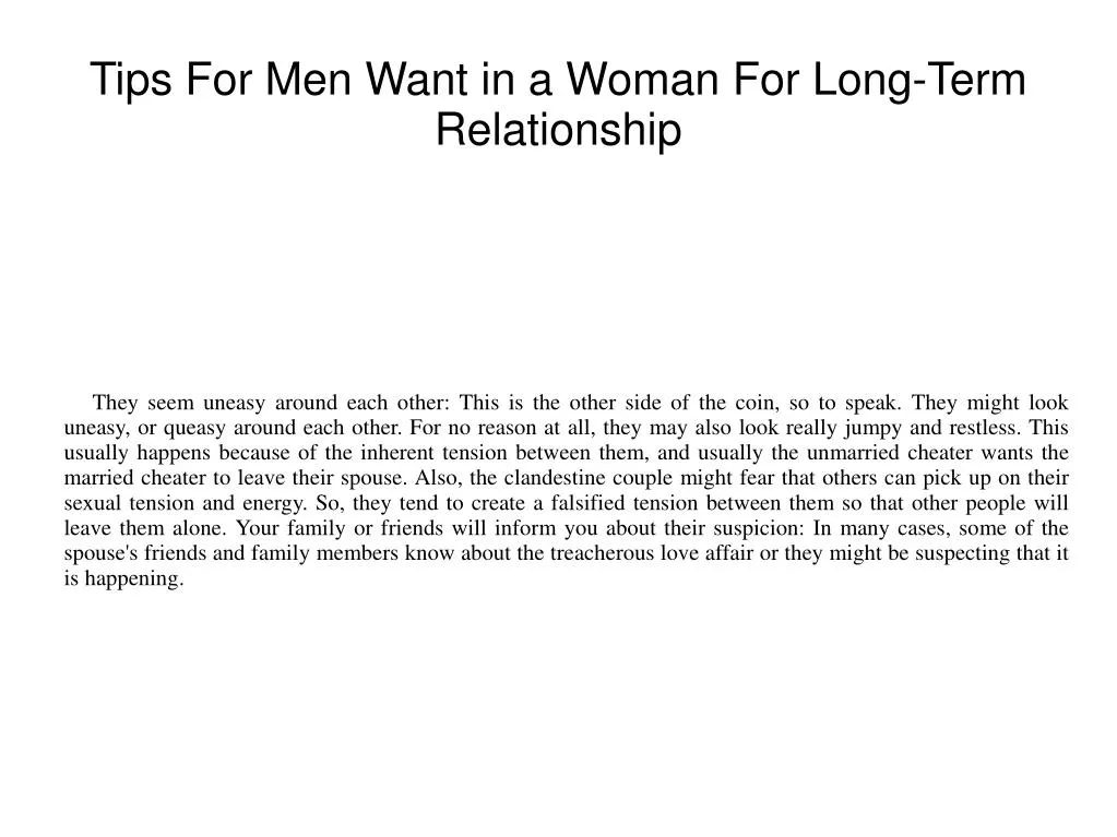tips for men want in a woman for long term relationship