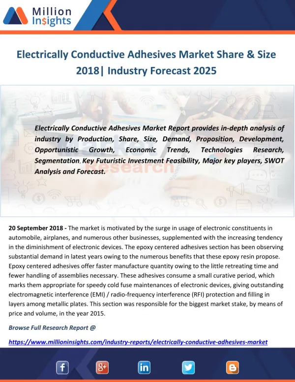 Electrically Conductive Adhesives Market Share & Size 2018 Industry Forecast 2025