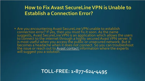 1-877-624-4495 How to Fix Avast SecureLine VPN is Unable to Establish a Connection Error?