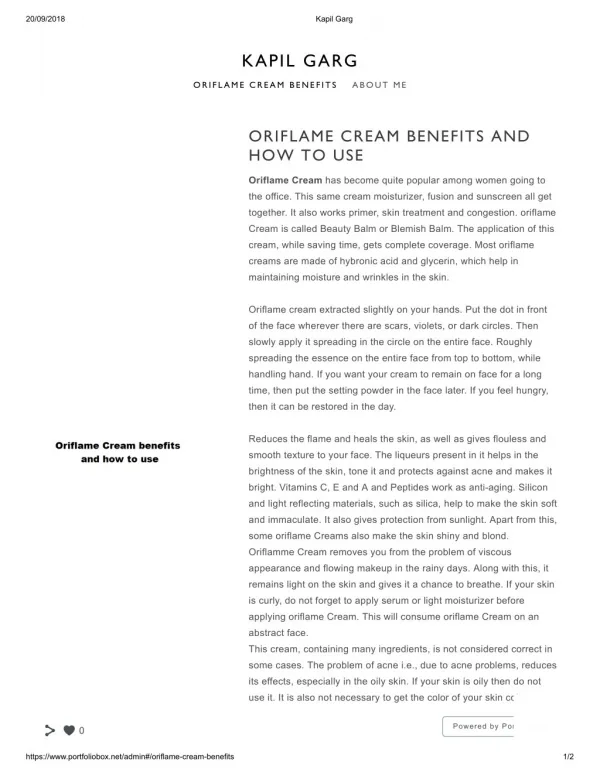 ORIFLAME CREAM BENEFITS AND HOW TO USE
