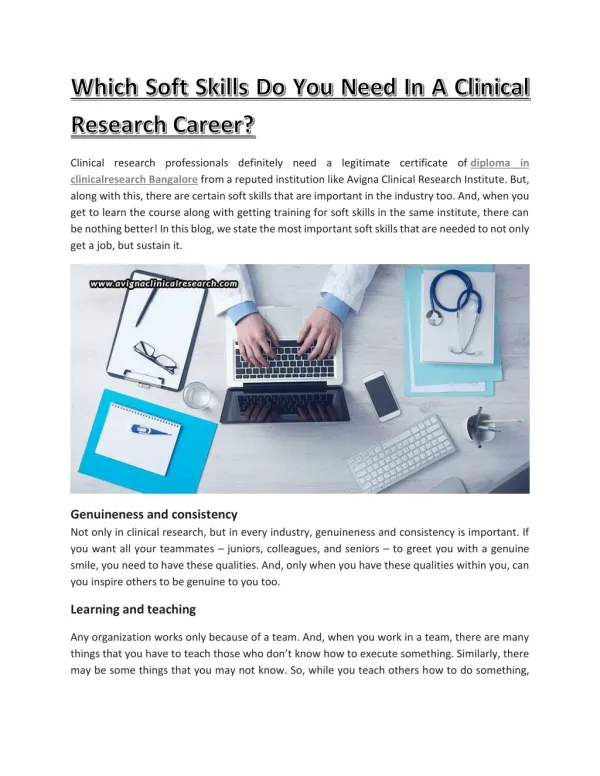 Which Soft Skills Do You Need In A Clinical Research Career? -ACRI