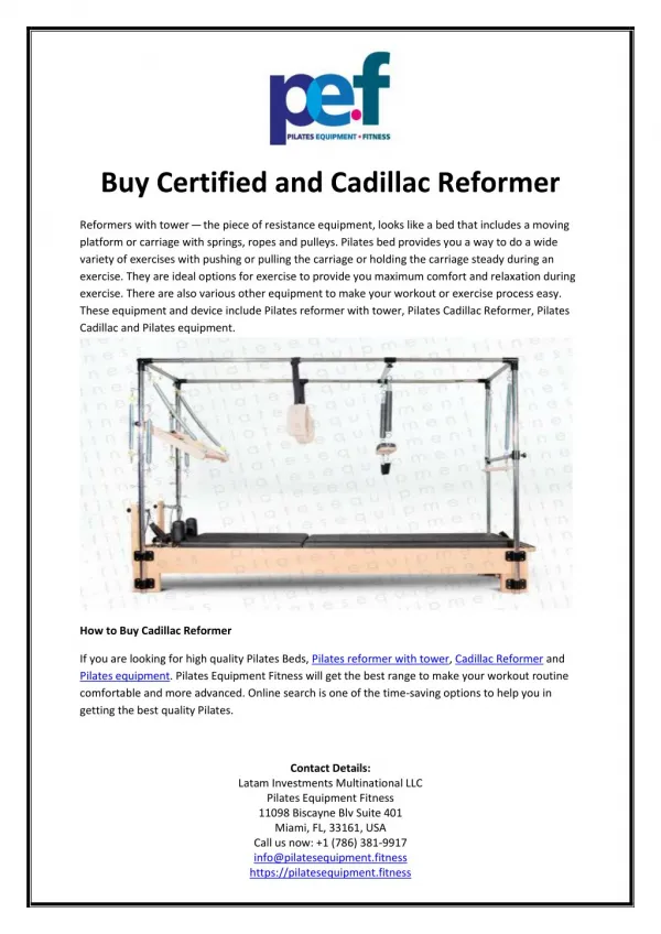 Buy Certified and Cadillac Reformer