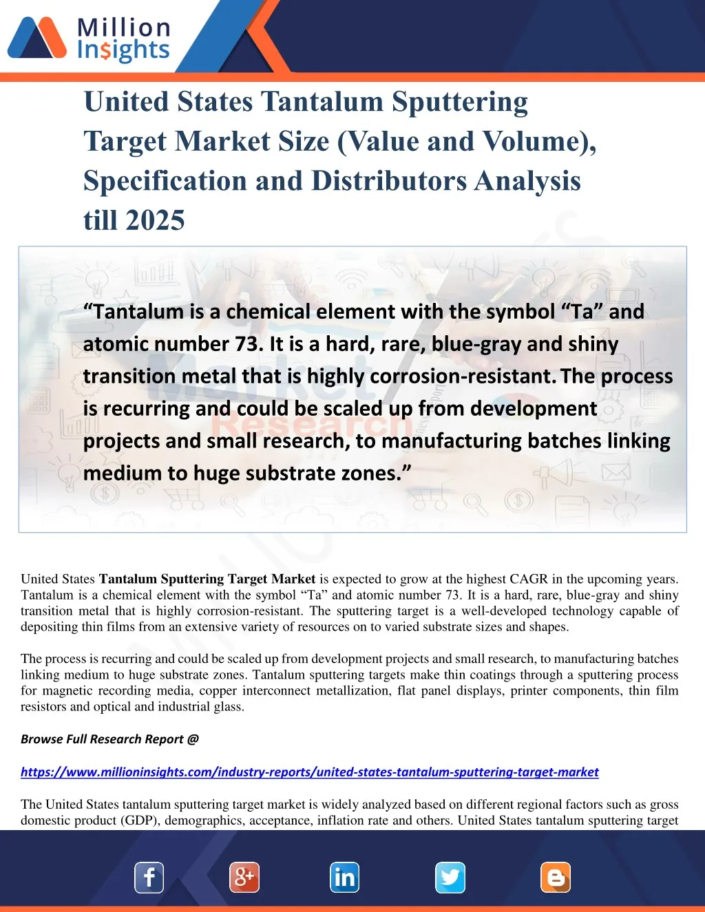 united states tantalum sputtering target market