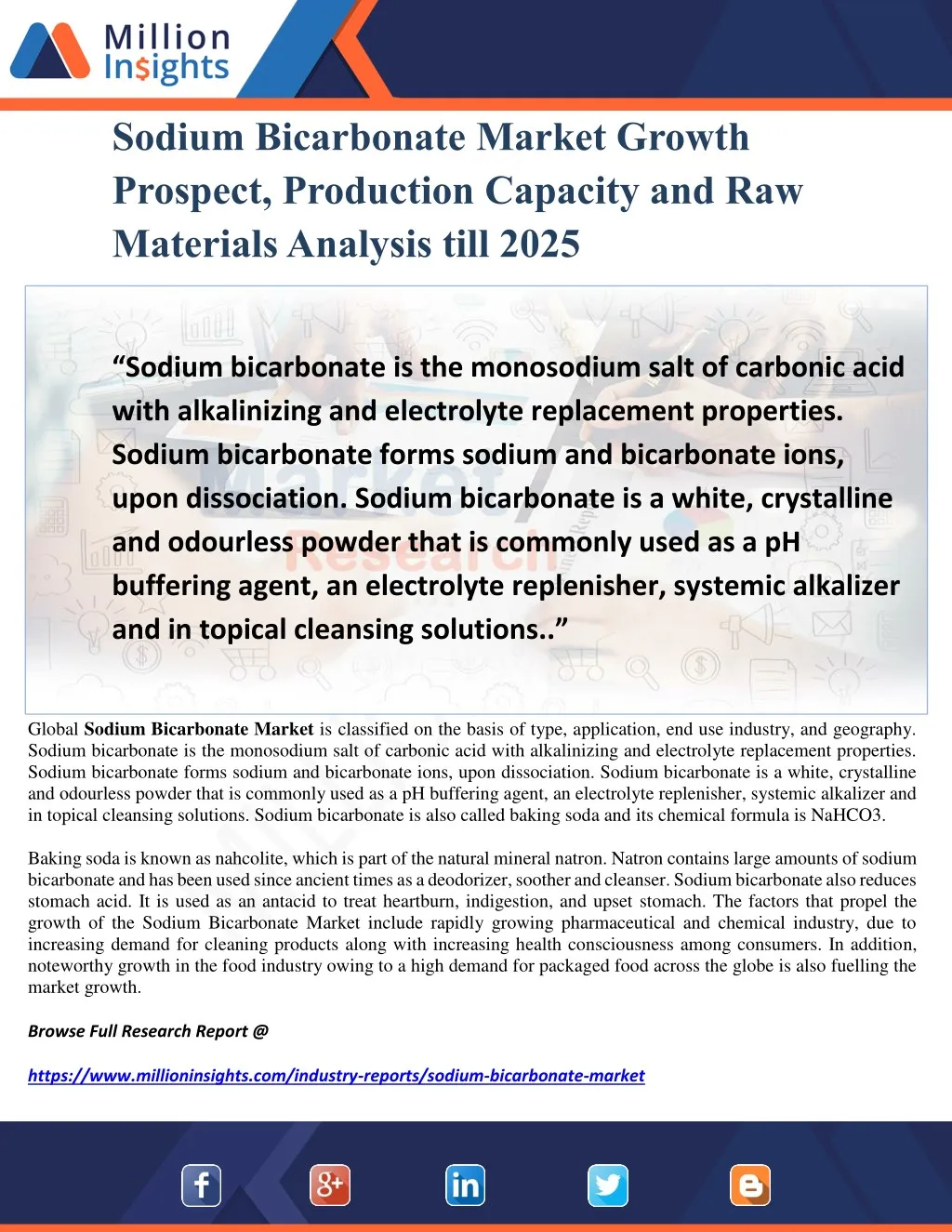 sodium bicarbonate market growth prospect