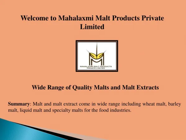 Barley malt extract - mahalaxmimaltextract.com