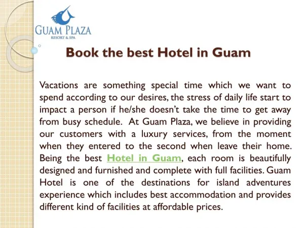 Book the best Hotel in Guam