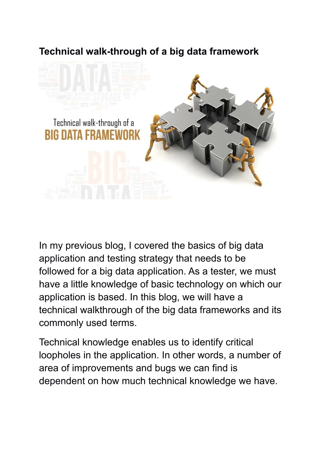 technical walk through of a big data framework