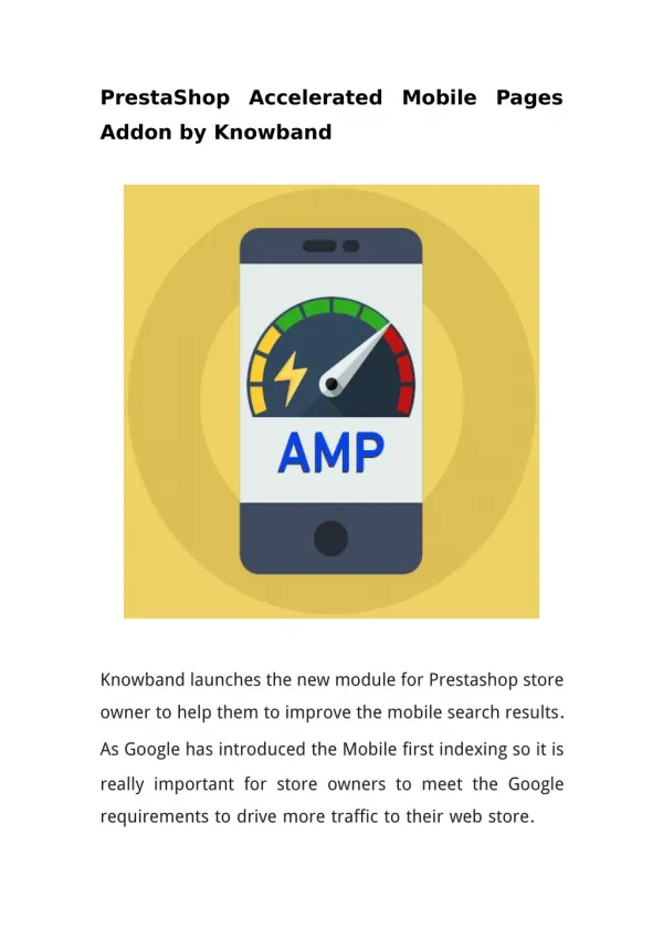 PrestaShop Accelerated Mobile Pages Addon by Knowband