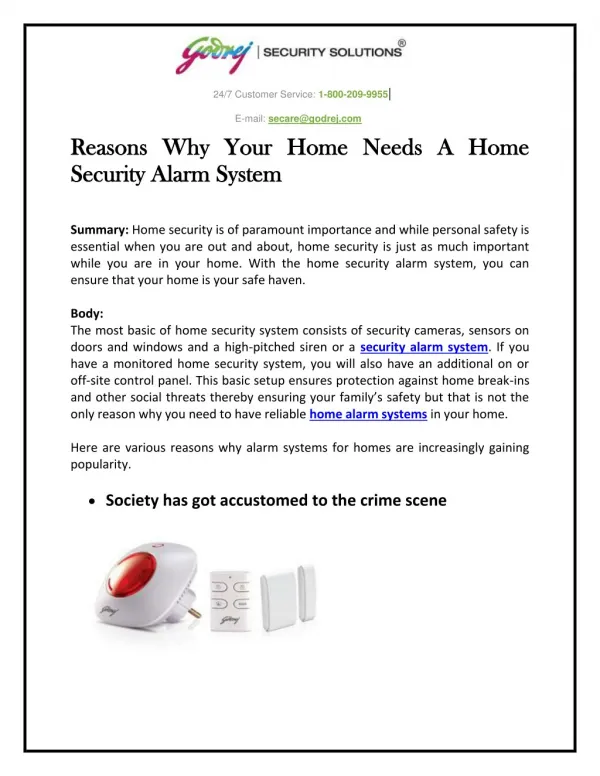 Reasons Why Your Home Needs A Home Security Alarm System