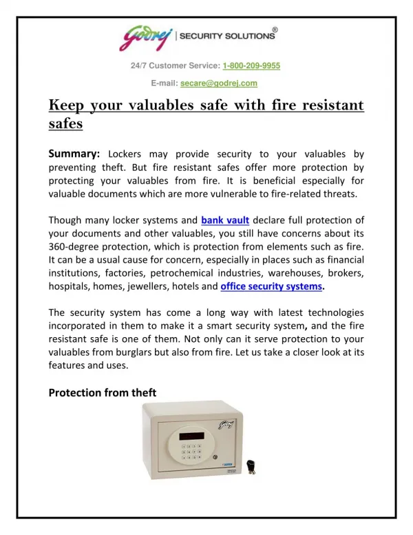 Keep your valuables safe with fire resistant safes