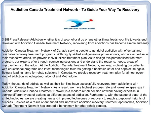 Addiction Canada Treatment Network - To Guide Your Way To Re