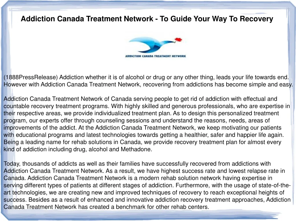 addiction canada treatment network to guide your
