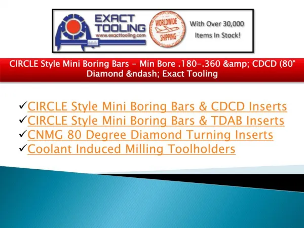CIRCLE Style Mini Boring Bars & CDCD Inserts