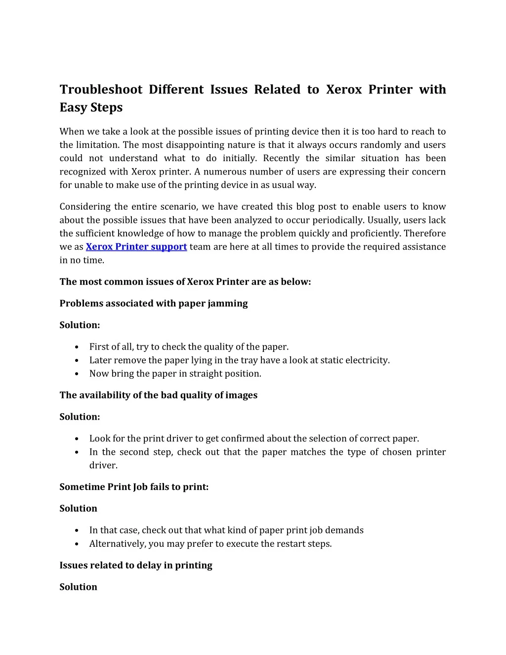 troubleshoot different issues related to xerox