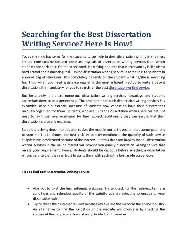 Searching for the Best Dissertation Writing Service? Here Is How!