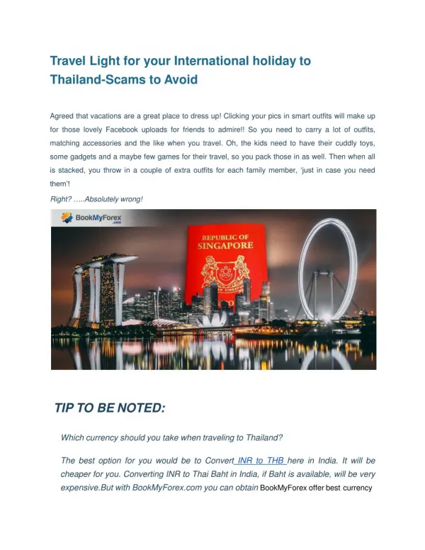 Tips to Avoid Scam when going to Thailand- Save on Currency Exchange