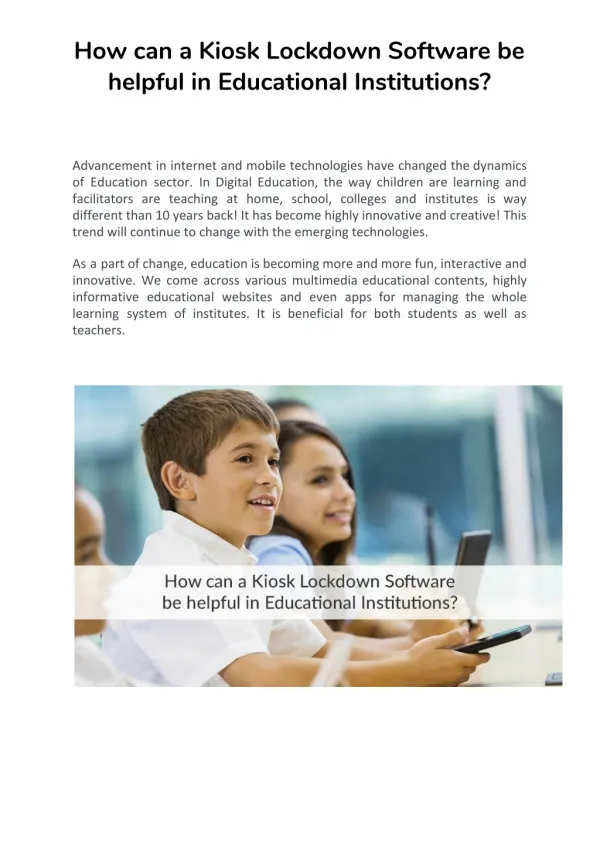 How can a Kiosk Lockdown Software be helpful in Educational Institutions