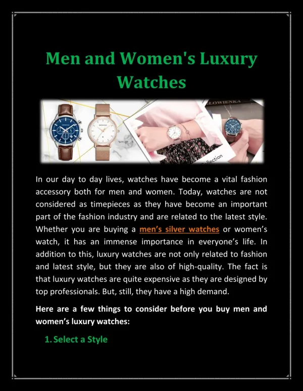 Men and Women's Luxury Watches