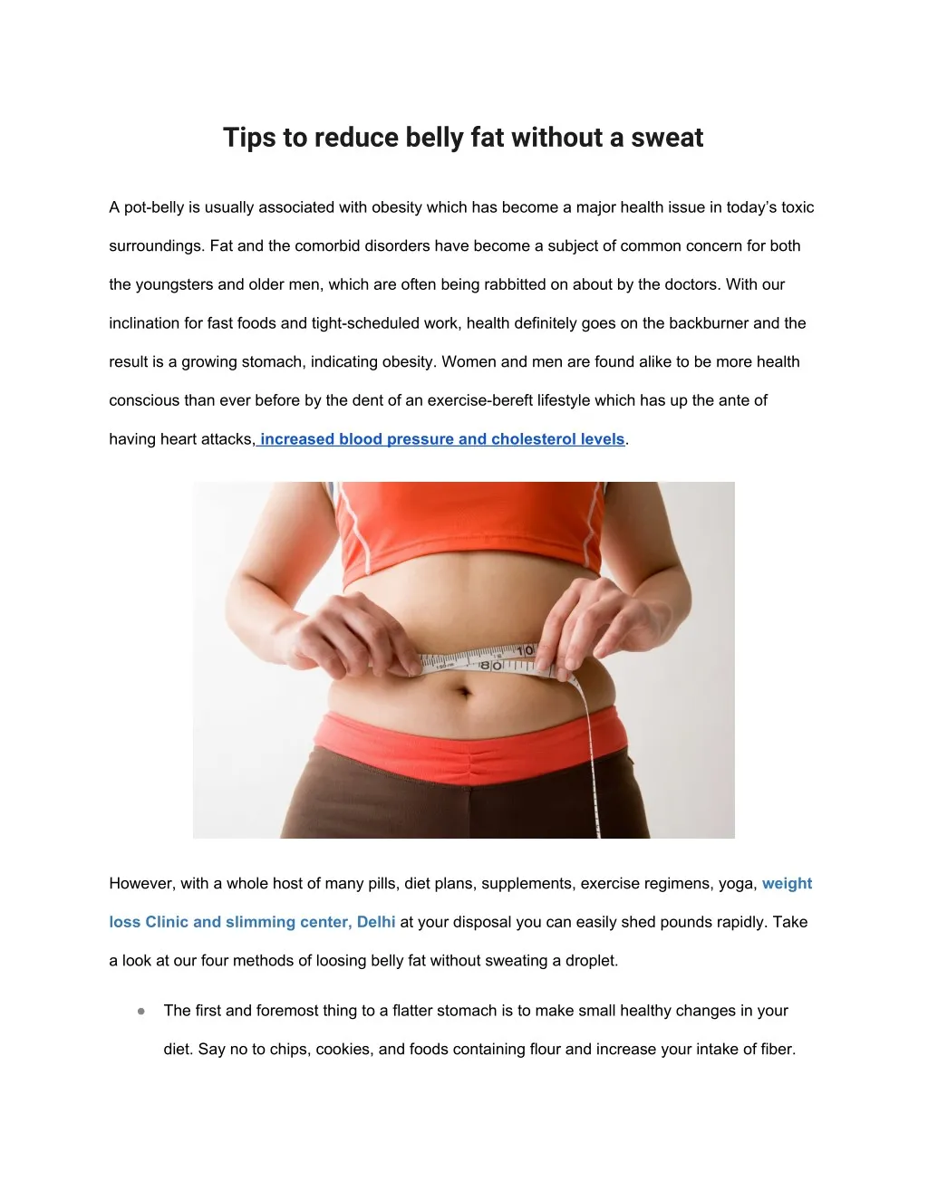 tips to reduce belly fat without a sweat