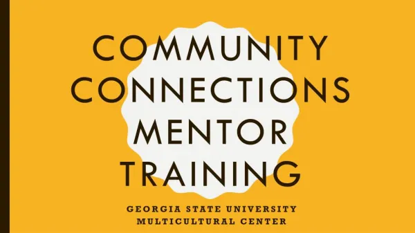 Community Connections (C Squared) Mentor Training