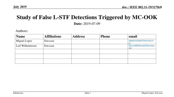 Study of False L-STF Detections Triggered by MC-OOK
