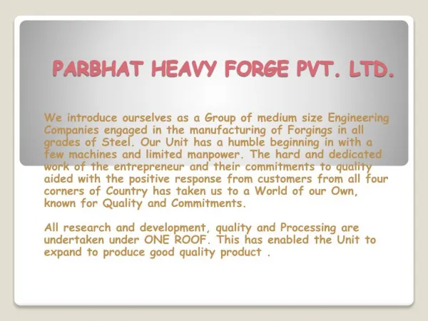 PARBHAT HEAVY FORGE PVT. LTD.
