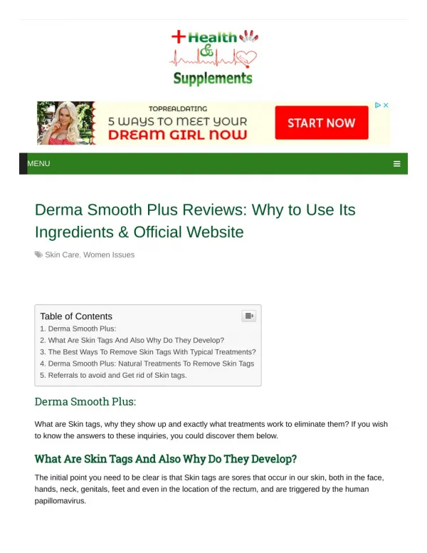 DermaSmooth Plus Reviews- 100% Natural Skin Tag Removal Cream Online