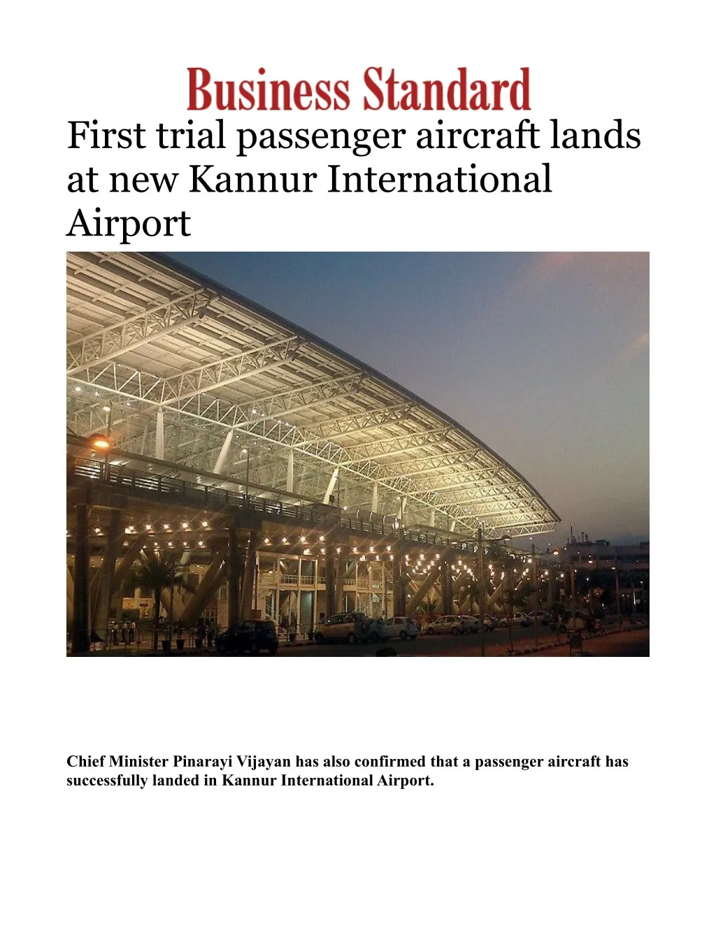 first trial passenger aircraft lands